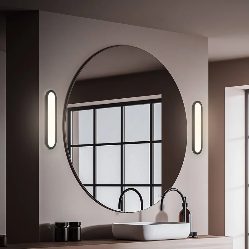 LED badkamer wandlamp Pil, breedte 35 cm, kunststof de Briloner en Noir – photo produit