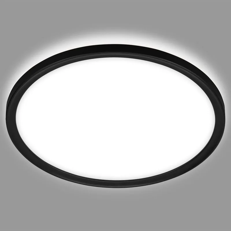 LED Badkamerverlichting - plafondlamp met achtergrondverlichting - plafonniére badkamer - IP44 - Ø42 cm by Briloner in Black – product photo