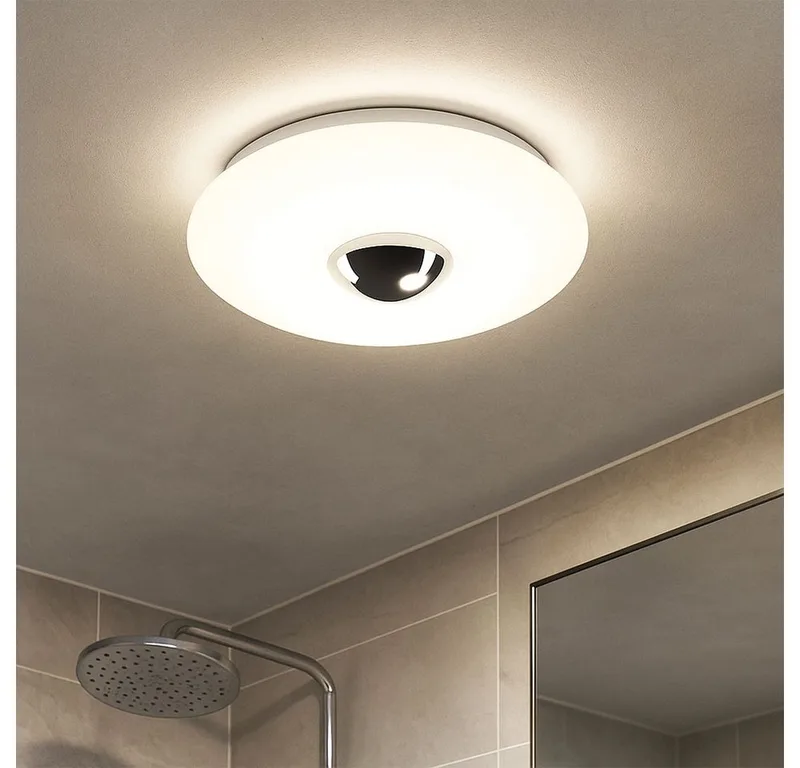 LED Deckenleuchte, LED-Leuchtmittel fest verbaut, Neutralweiß, Deckenleuchte Badezimmerlampe LED IP44 chrom opal rund Flurleuchte van Briloner in Wit – productfoto