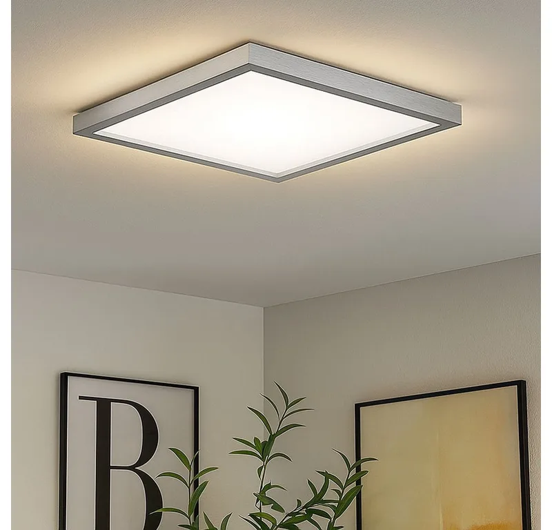 LED Deckenleuchte, LED-Leuchtmittel fest verbaut, Warmweiß, Deckenlampe Panel Deckenleuchte silber Alu Backlight LED L 42,2 cm von Briloner in Silber – Produktfoto