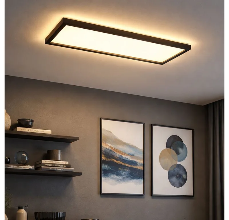 LED Deckenleuchte, LED-Leuchtmittel fest verbaut, Warmweiß, Deckenpanel Deckenleuchte LED opal Backlight Wohnzimmerlampe by Briloner in Black – product photo