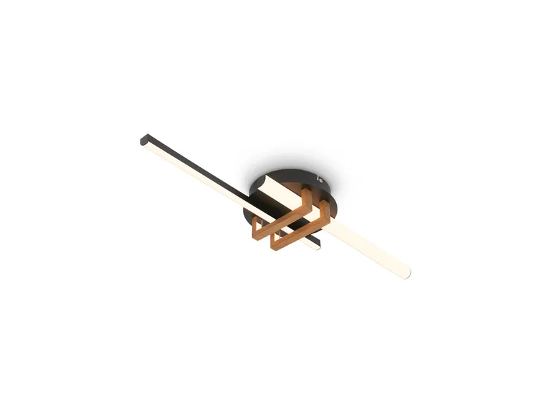 LED Deckenleuchte mit Eckprofil (2er Stab, Holz, schwarz) från Briloner i Holz, Svart – produktbild
