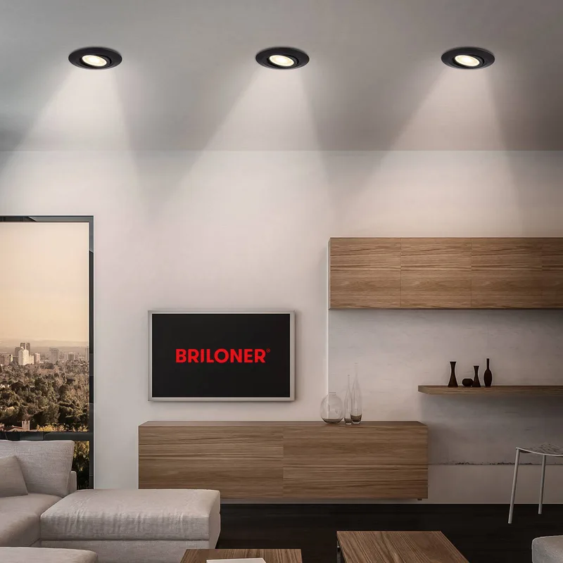LED inbouwlamp Klira, zwart, draaibaar, dimbaar, set van 3 de Briloner en Matzwart – photo produit