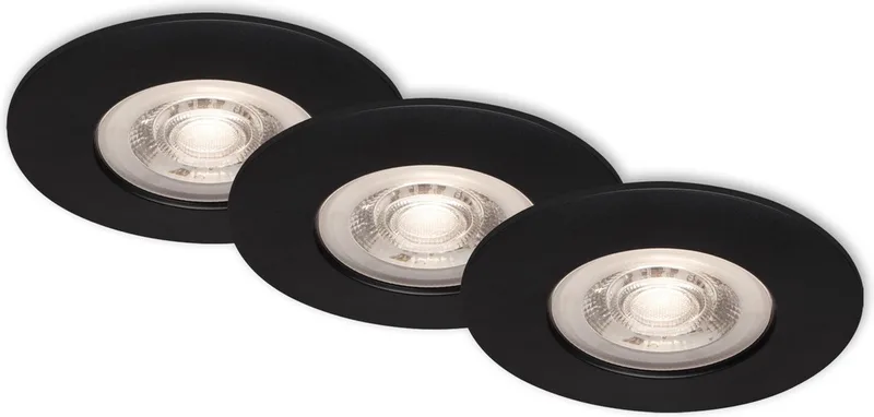 LED Inbouwspots - set van 3 - dimbaar - 5W - IP44 - 3.000 K by Briloner in Black – product photo