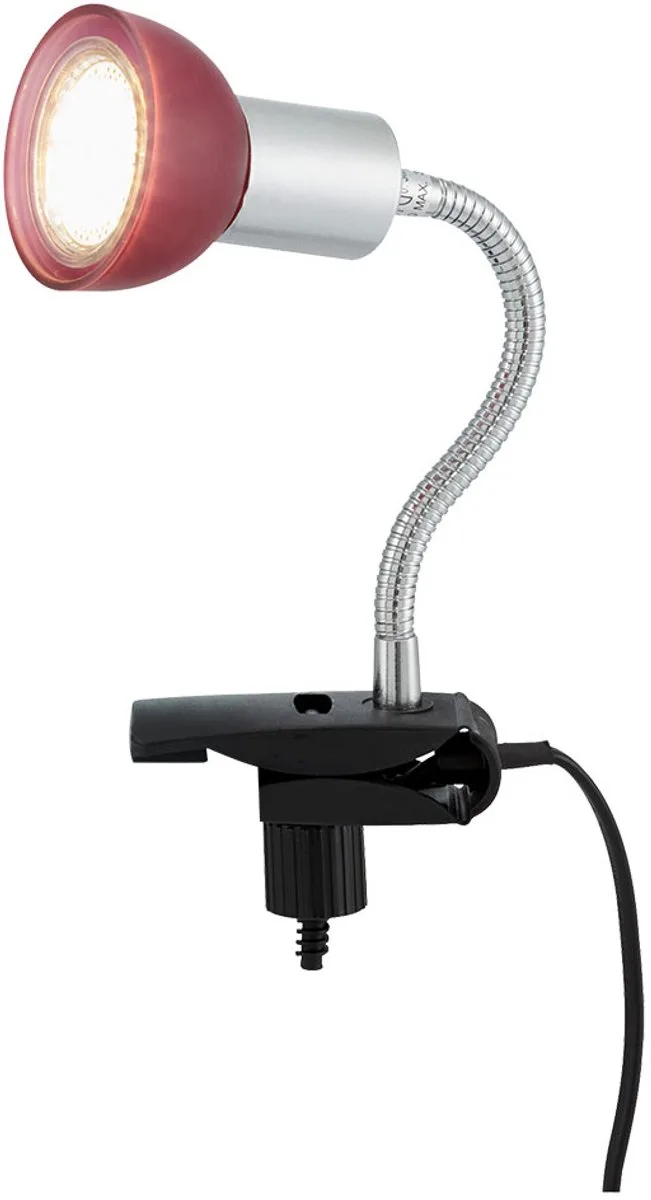 LED klem lichtspot beweegbaar rood warm wit tafellamp kantoorlamp fra Briloner i Sølv – produktbillede