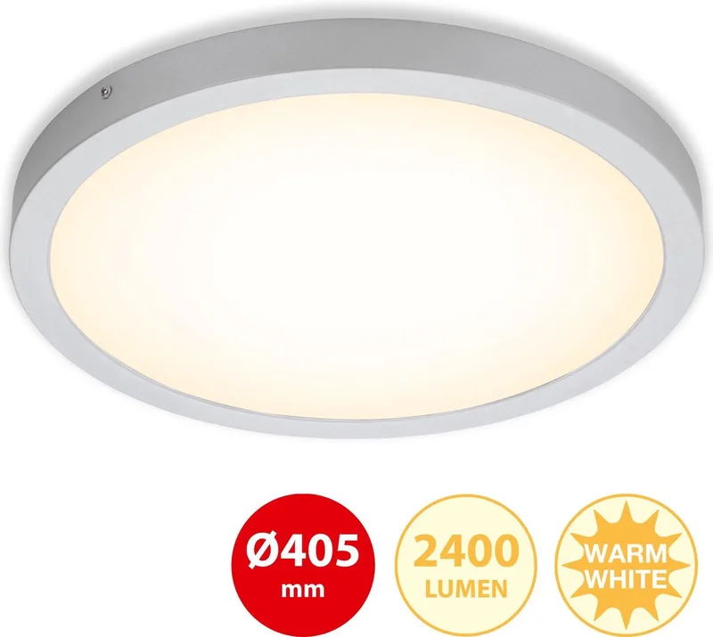 LED opbouwlamp, plafondlamp, 21 W, 2.000 Lumen, 4.000 Kelvin, Rond, Wit von Briloner in Chrom – Produktfoto