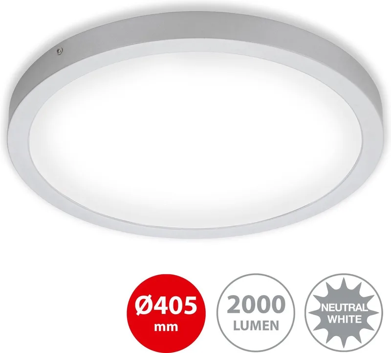 LED Opbouwspot - plafondlamp, 24,5 watt, 2.400 lumen, 4.000 kelvin, rond, chroom-mat de Briloner en Chrome – photo produit