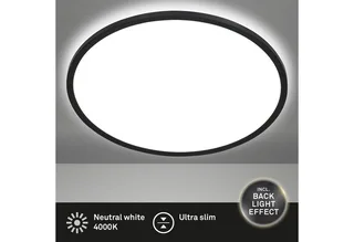 LED Panel 3428015 SLIM, LED fest integriert, Neutralweiß, Deckenlampe, 48x3cm, Schwarz, 30W, Wohnzimmer, Schlafzimmer, Küche de Briloner en Or – photo produit 4 sur 5