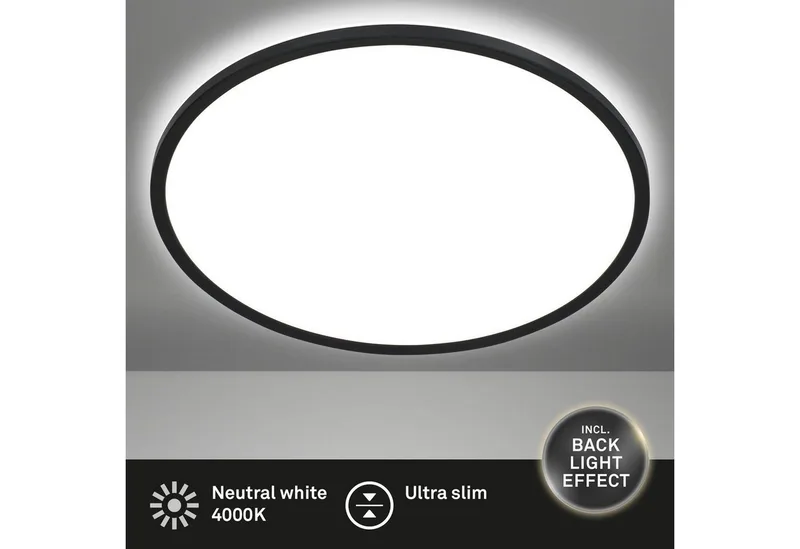 LED Panel 3428015 SLIM, LED fest integriert, Neutralweiß, Deckenlampe, 48x3cm, Schwarz, 30W, Wohnzimmer, Schlafzimmer, Küche de Briloner en Or – photo produit 4 sur 5