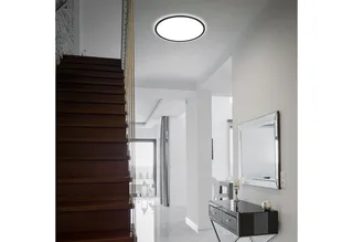 LED Panel 3428015 SLIM, LED fest integriert, Neutralweiß, Deckenlampe, 48x3cm, Schwarz, 30W, Wohnzimmer, Schlafzimmer, Küche de Briloner en Or – photo produit 5 sur 5