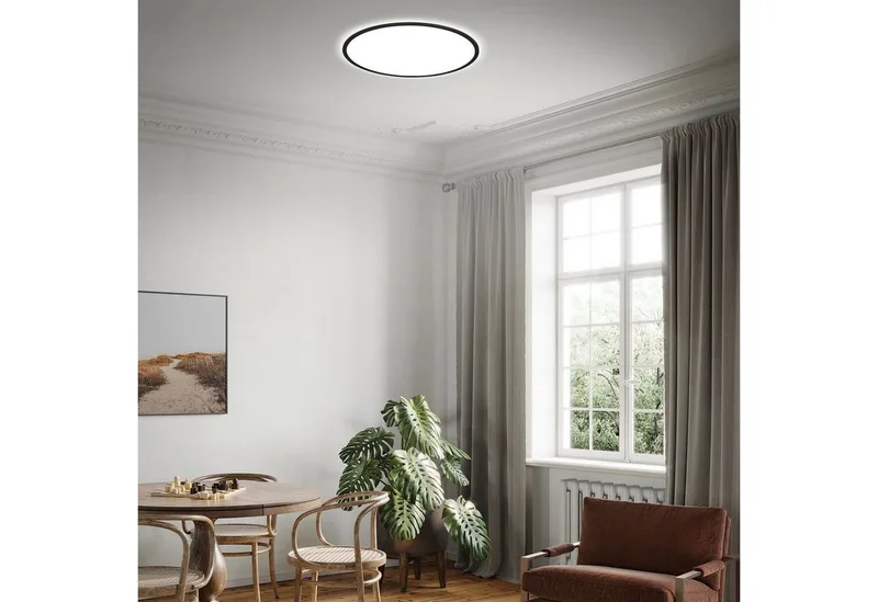 LED Panel 3428015 SLIM, LED fest integriert, Neutralweiß, Deckenlampe, 48x3cm, Schwarz, 30W, Wohnzimmer, Schlafzimmer, Küche de Briloner en Or – photo produit 2 sur 5