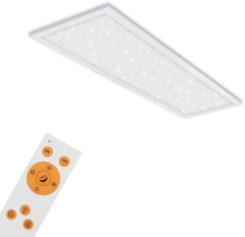 LED Panel 7308016 PALLAS, CCT - über Fernbedienung, LED fest integriert, Neutralweiß, Kaltweiß, Warmweiß, Tageslichtweiß, Deckenlampe, 100x25x6,5cm, Weiß, 24W, Wohnzimmer, Schlafzimmer, Küche von Briloner in Schwarz – Produktfoto