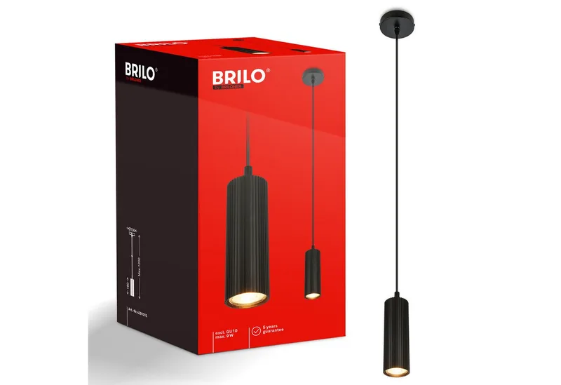 LED Pendelleuchte IDA, ohne Leuchtmittel, Ø10 cm, Esszimmer, Esstisch, Wohnzimmer de Briloner en Noir – photo produit 1 sur 2