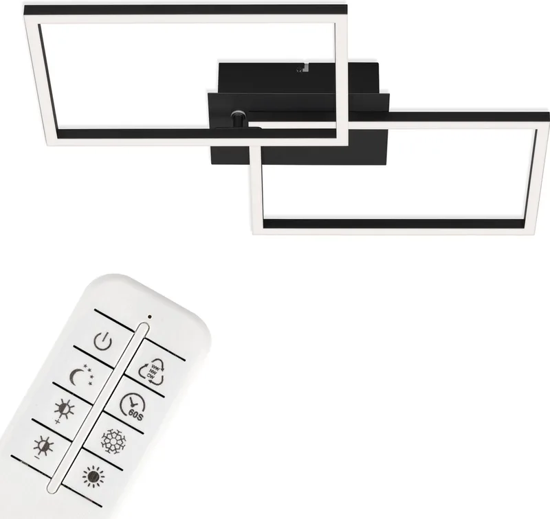 LED Plaffonniére - plafondlamp dimbaar - incl. afstandsbediening - cct - nachtlichtfunctie en timer de Briloner en Noir – photo produit