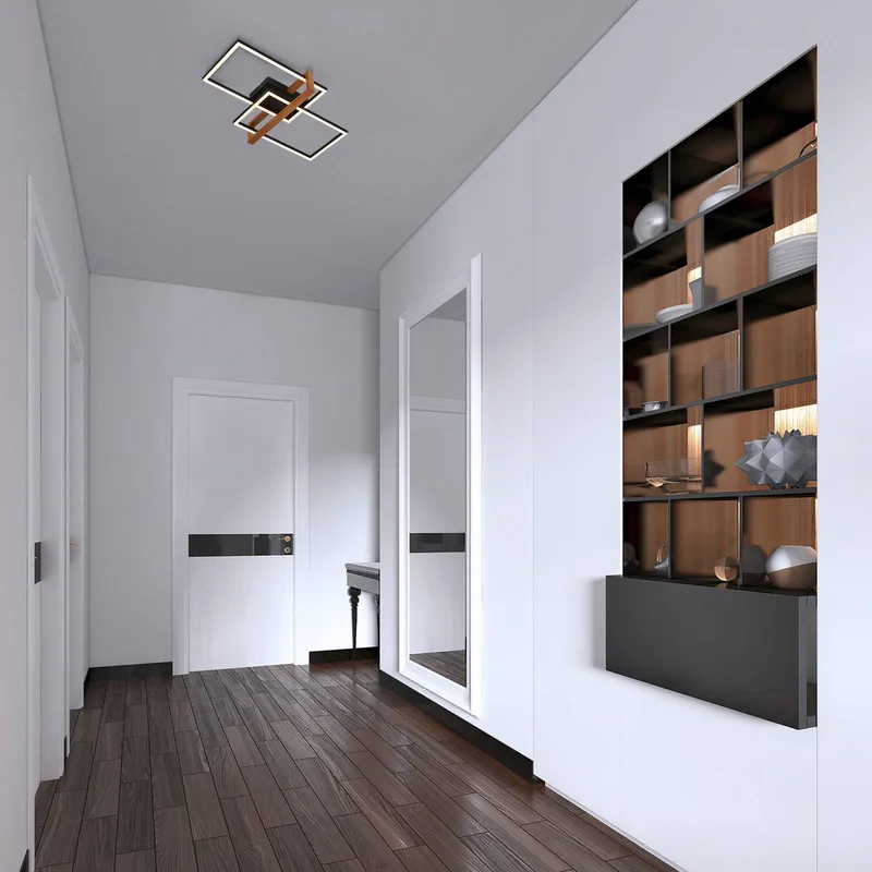 LED plafondlamp 3776015 2-lamps met hout de Briloner en Noir – photo produit