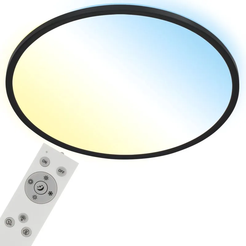 LED plafondlamp CCT, LED plafondlamp backlight, ultra plat, dimbaar, afstandsbediening, warm wit, neutraal wit, koel wit, 480x30mm de Briloner en Noir – photo produit