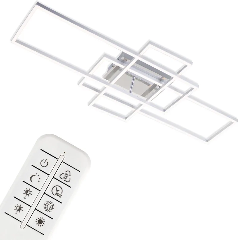 LED plafondlamp dimbare afstandsbediening CCT 55 W chroom-aluminium fra Briloner i Krom – produktbillede