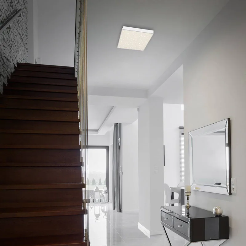 LED plafondlamp Flame Star, 21,2 x 21,2 cm wit de Briloner en Blanc, Gesatineerd – photo produit