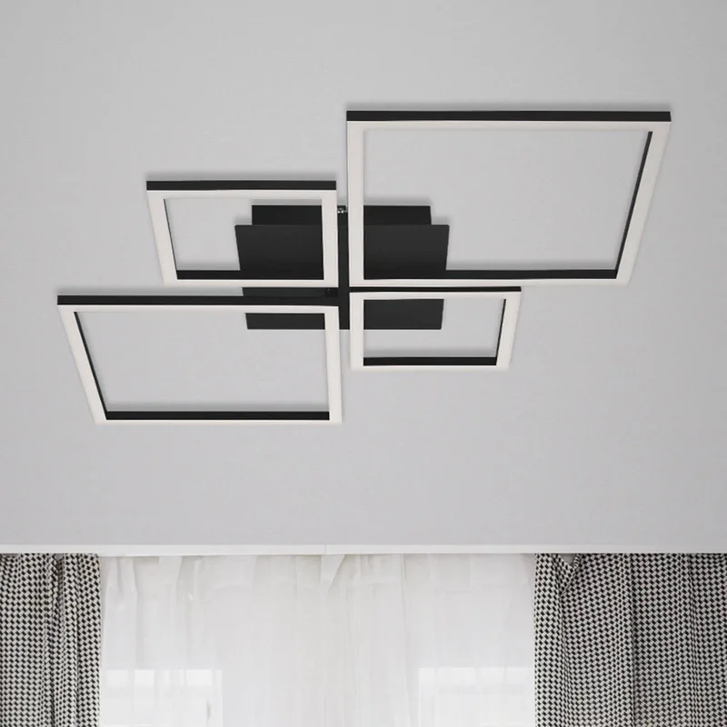 LED plafondlamp Frame, Step Dim, 4-lamps van Briloner in Zwart – productfoto