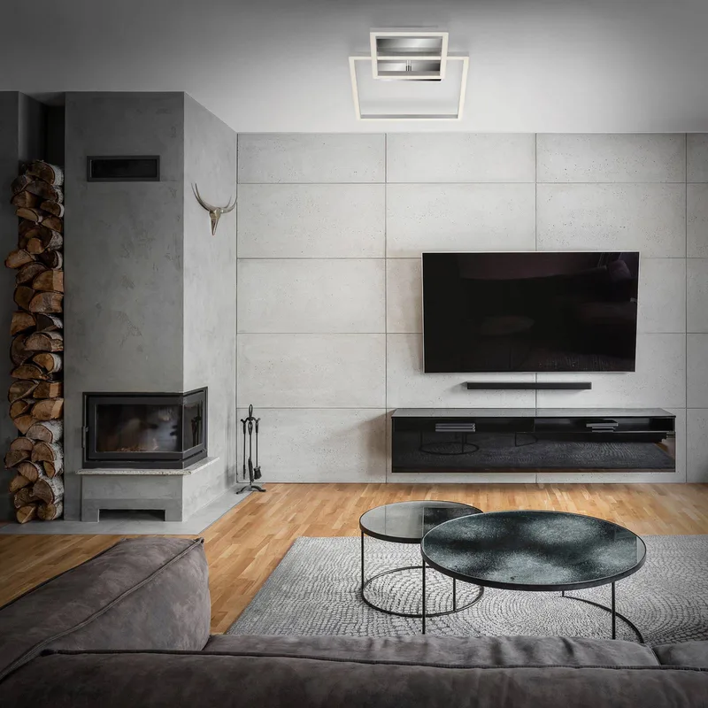 Frames LED-loftlampe, 1 lille/1 stor kvadrat fra Briloner i Krom, Hvid – produktbillede