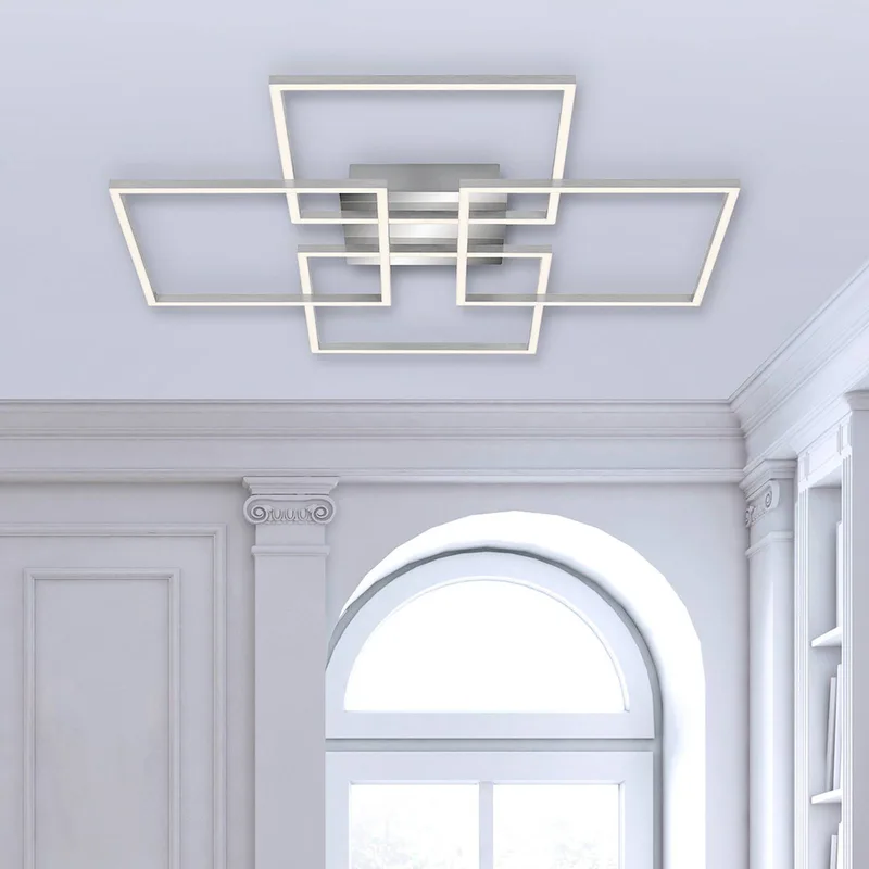 LED plafondlamp Frames, 4 vierkanten, draaibaar fra Briloner i Krom, Hvid – produktbillede