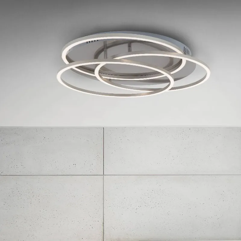 LED plafondlamp Frames drie ringen geheugenfunctie de Briloner en Blanc, Mat nikkel – photo produit