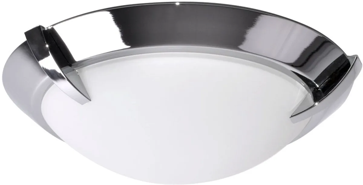 LED plafondlamp gesatineerd glas badkamer woonkamerverlichting chroom rond, metaal, 12W 1200lm warm wit, DxH 27x8,3 cm fra Briloner i Sølv – produktbillede