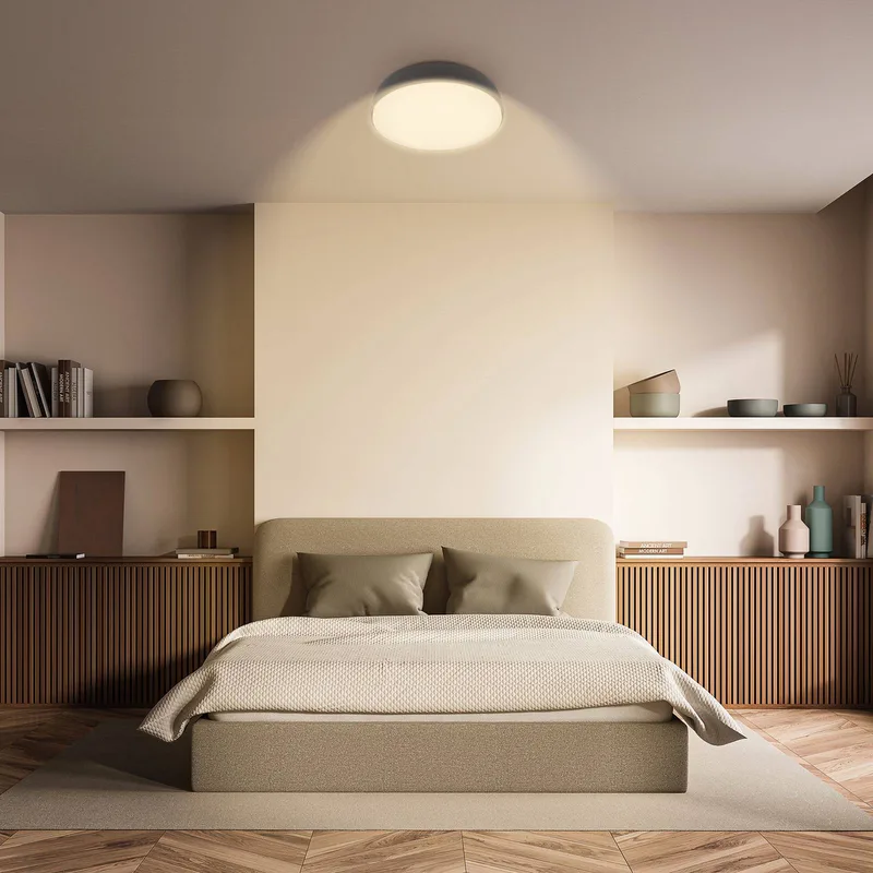 LED plafondlamp Nikan, antraciet, Ø 28,5 cm, 3.000 K fra Briloner i Antracit, Hvid – produktbillede