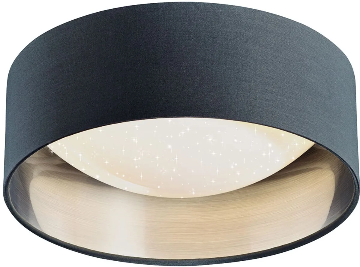LED plafondlamp ster effect woonkamer lamp textiel kap zilver modern, wit rond, 12W 1300Lm neutraal wit, DxH 32x11 cm de Briloner en Gris – photo produit