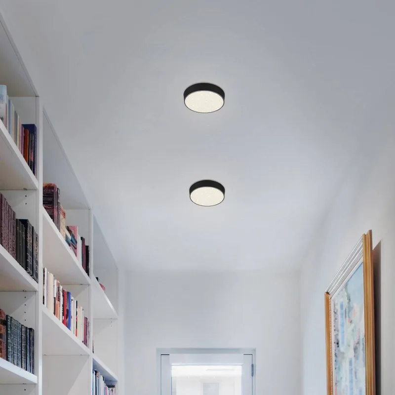 LED Star plafondlamp, Ø 15,7 cm, zwart de Briloner en Noir, Gesatineerd – photo produit