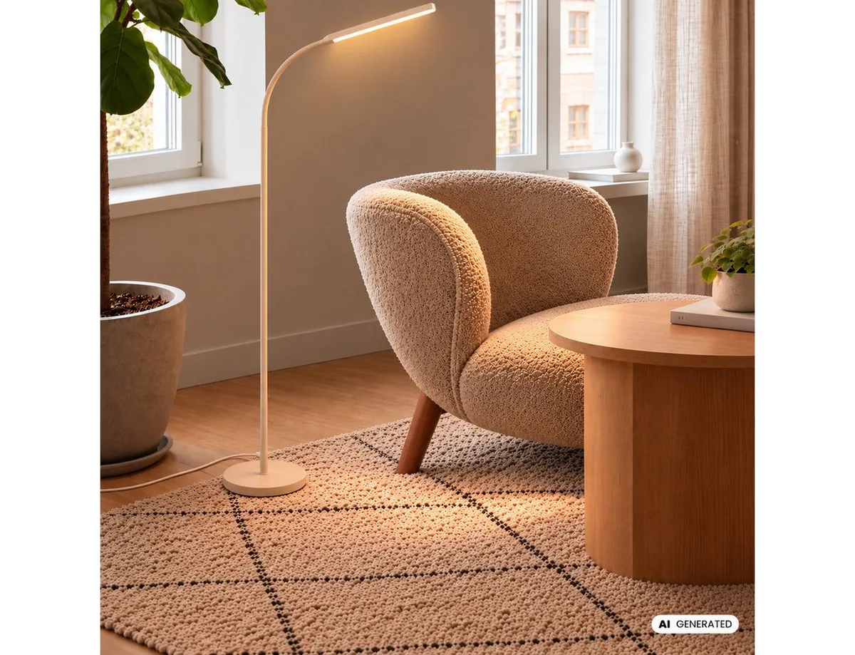 LED Stehlampe USB-C Stehleuchte Dimmbar Leseleuchte Arbeitslampe, LED fest integriert, 21x170 cm Schwarz/Weiß 6W Wohnzimmer Flur Schlafzimmer de Briloner en Beige – photo produit
