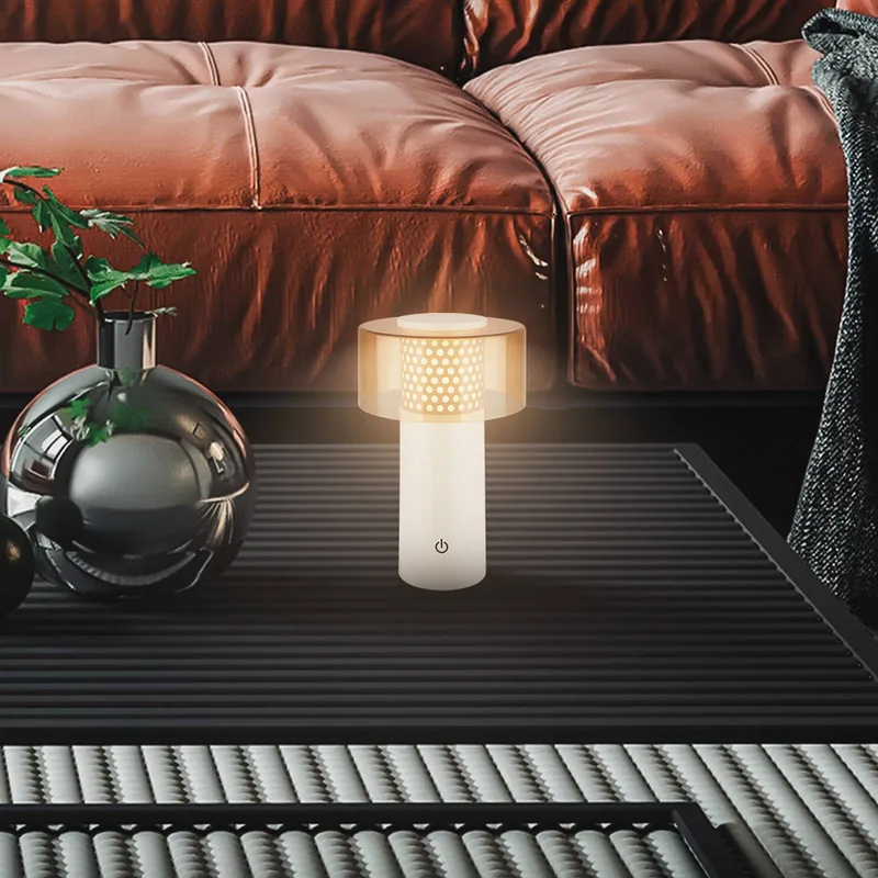 LED tafellamp Brilo unplugged Gila, bruin/grijs, 21 cm de Briloner en Marron, Gris – photo produit