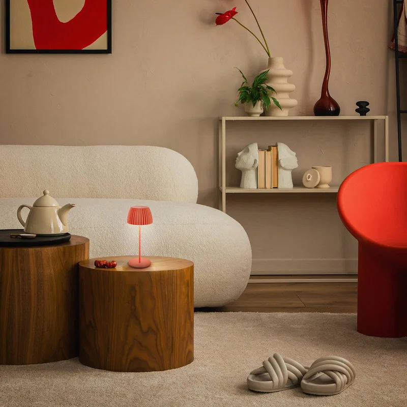 LED tafellamp Brilo unplugged Riffle, 20 cm från Briloner i Orange – produktbild