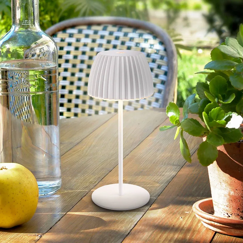 LED tafellamp Brilo unplugged Riffle, 20 cm fra Briloner i Hvid – produktbillede