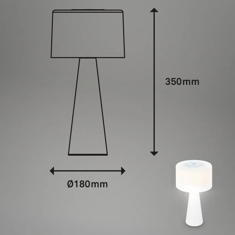 LED tafellamp Halo, werkt op batterijen de Briloner en Blanc – photo produit