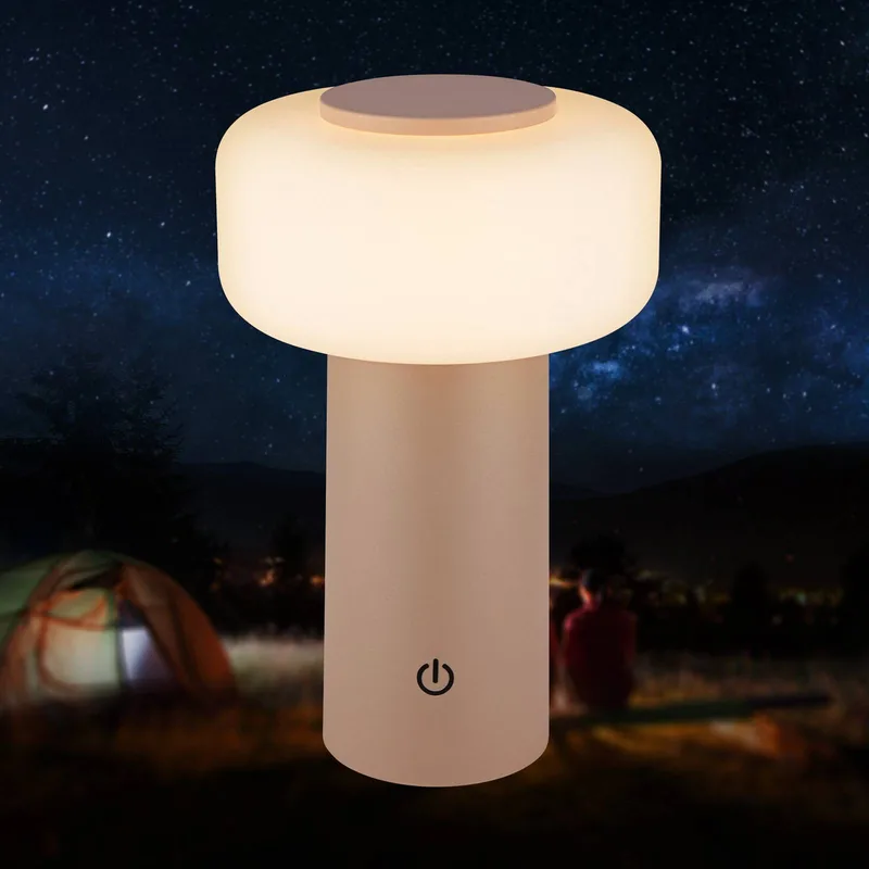 LED tafellamp op accu Juna, beige, IP44, dimbaar, 20 cm de Briloner en Beige, Blanc – photo produit