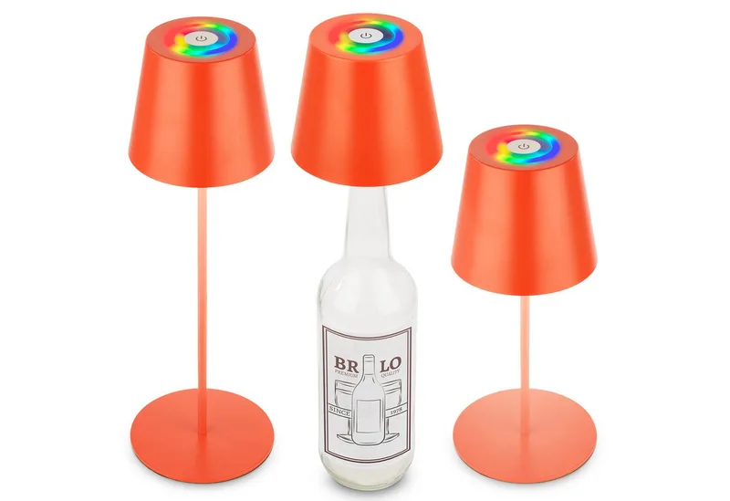 LED Tischleuchte Akku Flaschenaufsatz Leuchte kabellos 3-in1 Indoor/Outdoor, LED fest integriert de Briloner en Orange – photo produit
