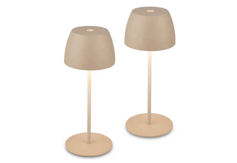 LED Tischleuchte kabellos dimmbar touch Tischlampe Akku Indoor/Outdoor, LED fest integriert, Tischlampe kabellos 20 x 8 cm versch. Farben 2,5W Wohnzimmer von Briloner in Beige – Produktfoto
