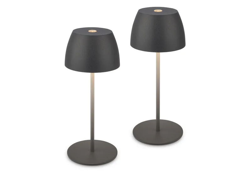 LED Tischleuchte kabellos dimmbar touch Tischlampe Akku Indoor/Outdoor, LED fest integriert, Tischlampe kabellos 20 x 8 cm versch. Farben 2,5W Wohnzimmer de Briloner en Anthracite – photo produit