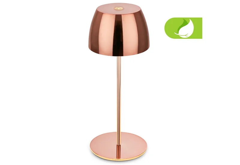 LED Tischleuchte kabellos dimmbar touch Tischlampe Akku Indoor/Outdoor, LED fest integriert, Tischlampe kabellos 20 x 8 cm versch. Farben 2,5W Wohnzimmer de Briloner en Cuivre – photo produit