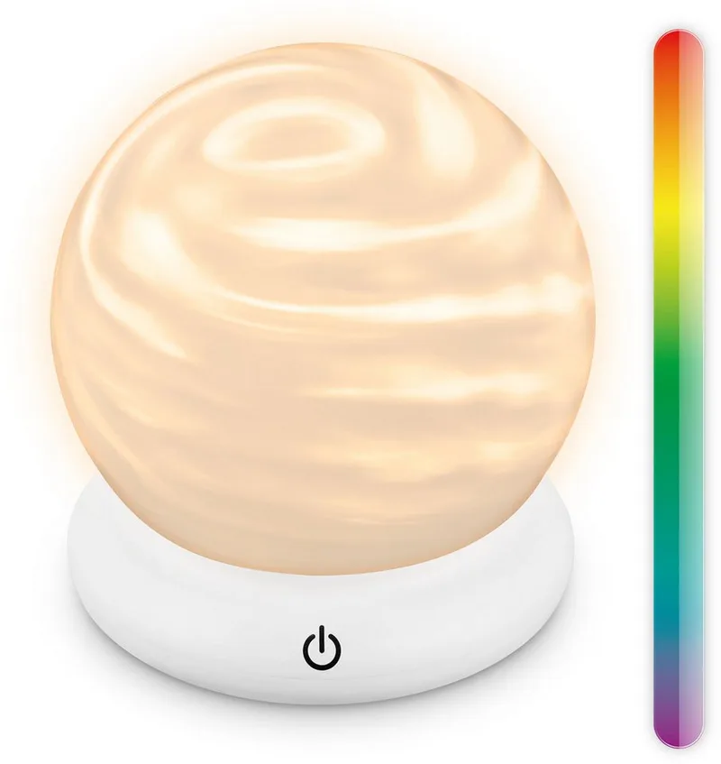 LED Tischleuchte LUSTRO, LED fest integriert, Warmweiß, 15x16,5 cm, Akku tauschbar, Wohnzimmer, Flur, Schlafzimmer fra Briloner i Hvid – produktbillede