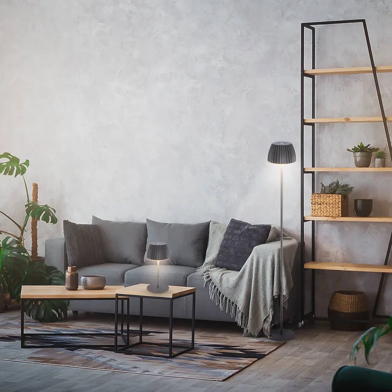 LED vloerlamp Brilo unplugged Riffle van Briloner in Antraciet – productfoto