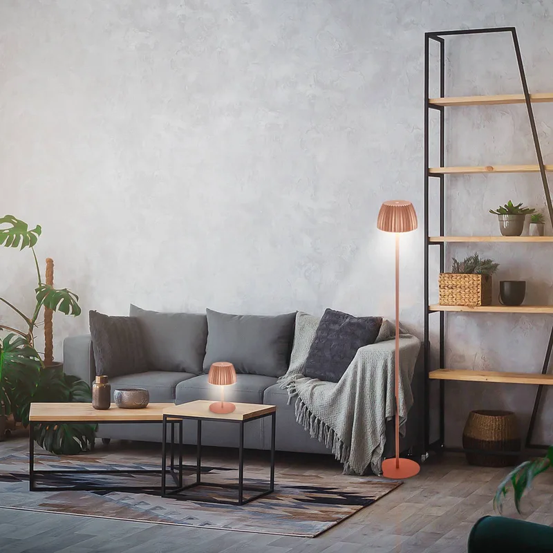 LED vloerlamp Brilo unplugged Riffle, koperkleurig de Briloner en Cuivre – photo produit