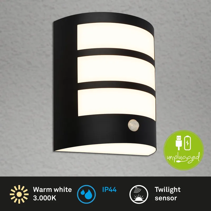 LED wandlamp accu - Touch - Timer - Zwart - Verwisselbare batterij - Verwisselbare printplaat - 18 x 15 x 7 cm - Zwart de Briloner en Matzwart – photo produit