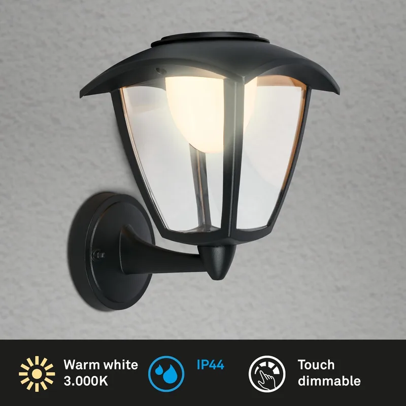 LED wandlamp oplaadbaar - buitenlamp dimbaar - zwart - 23 x 29,5 x 16,5 cm - Zwart de Briloner en Matzwart – photo produit