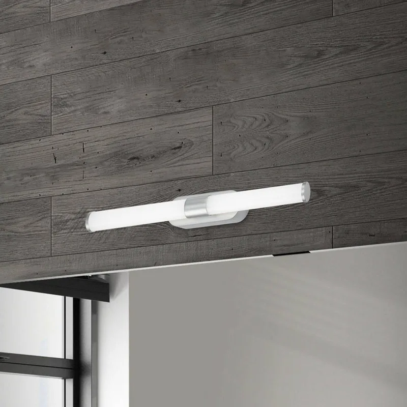 Runt LED-væglampe IP44 direkte 4.000 K mat krom fra Briloner i Chroom mat, Gesatineerd – produktbillede