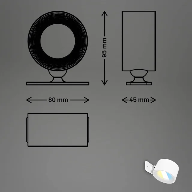 LED wandlamp Tari, CCT, touchdimmer, USB de Briloner en Blanc – photo produit 3 sur 4