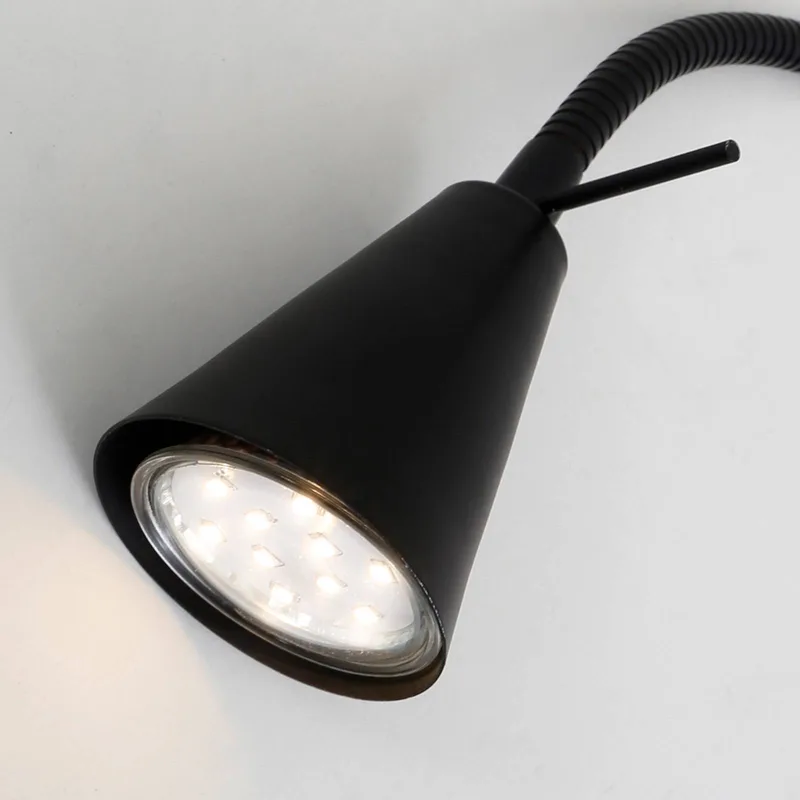 LED wandlamp Tusa, metaal, 45 cm, flexibele arm från Briloner i Svart – produktbild