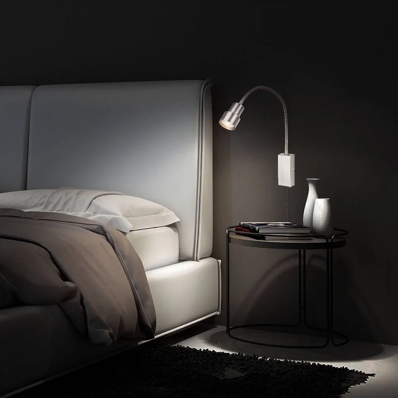 LED wandlamp Tusi met flexibele arm, nikkel de Briloner en Mat nikkel – photo produit