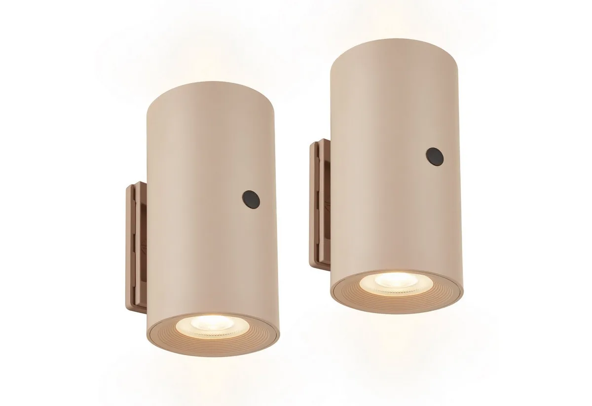 LED Wandleuchte ISY, Dimmfunktion, LED fest integriert, Warmweiß, 6,1 x 12 cm (DxH) 2 W ohne Stromanschluss Flur 2er-Set från Briloner i Beige – produktbild